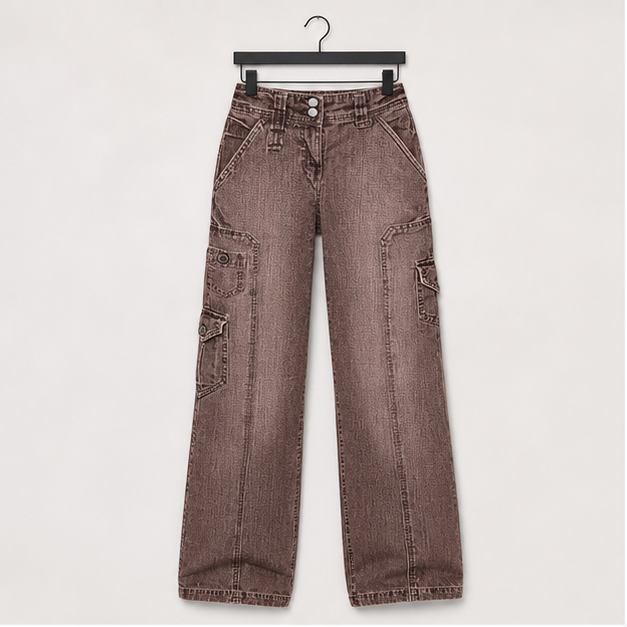 Cargo Pants Women Stretchy Wide Leg Baggy Jeans with Pockets Casual Trousers Y2K Vintage Streetwear Trendy 2026 - front view