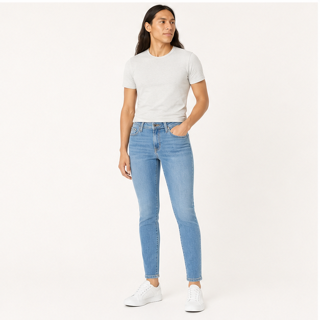 Women's Mid-Rise Stretchy Skinny Jeans - model view